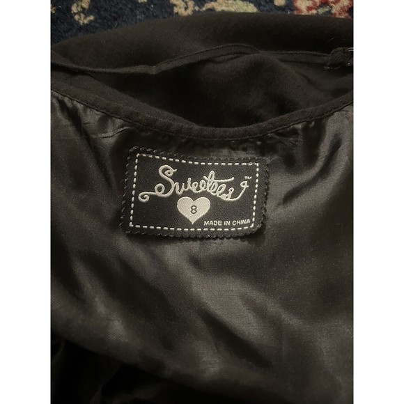 VTG Sweetees Embroidered Floral Black Zip Up Dress Boho Womens Size 8 - Picture 12 of 15